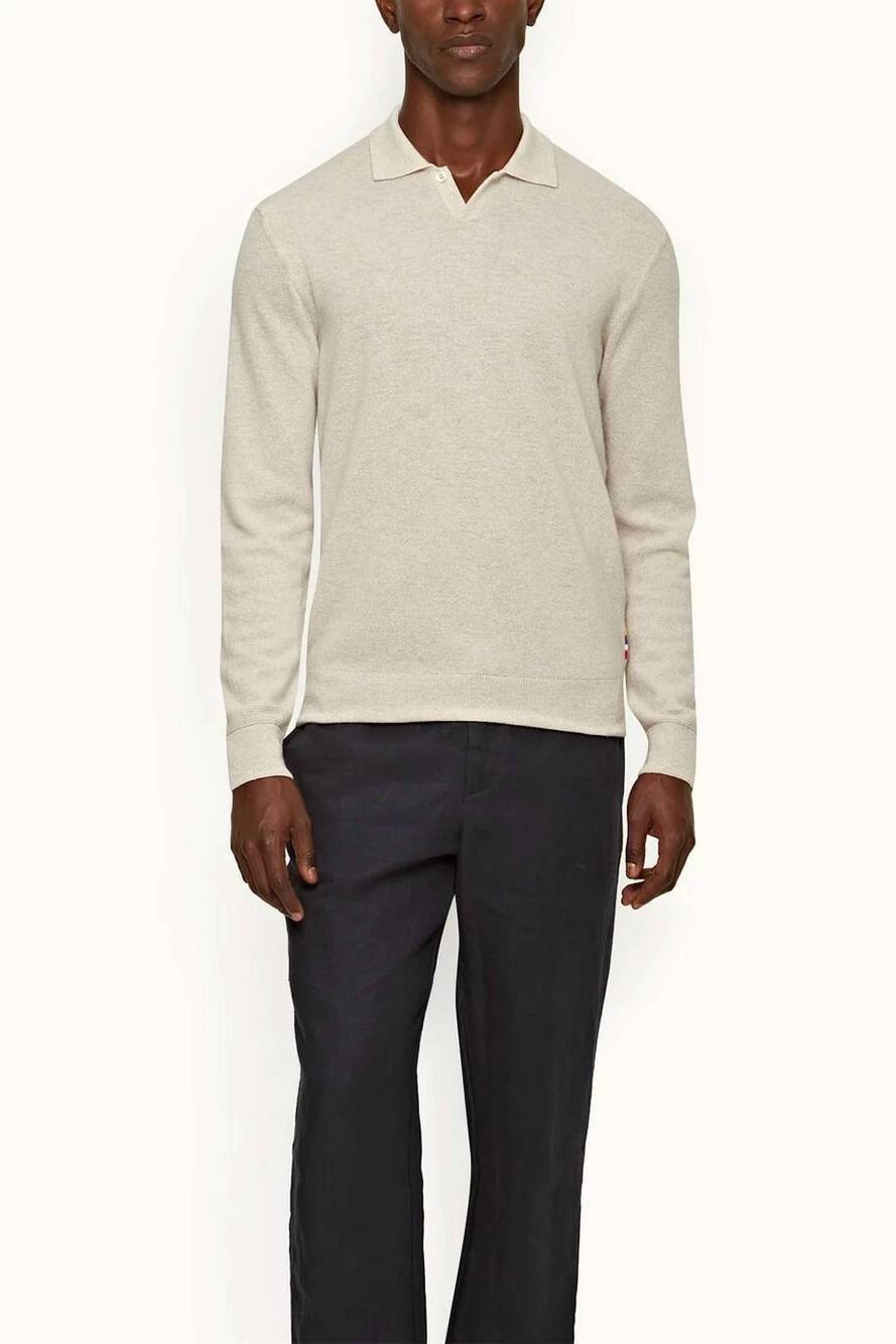NEW ORLEBAR BROWN bruno cashmere pullover in sea mist